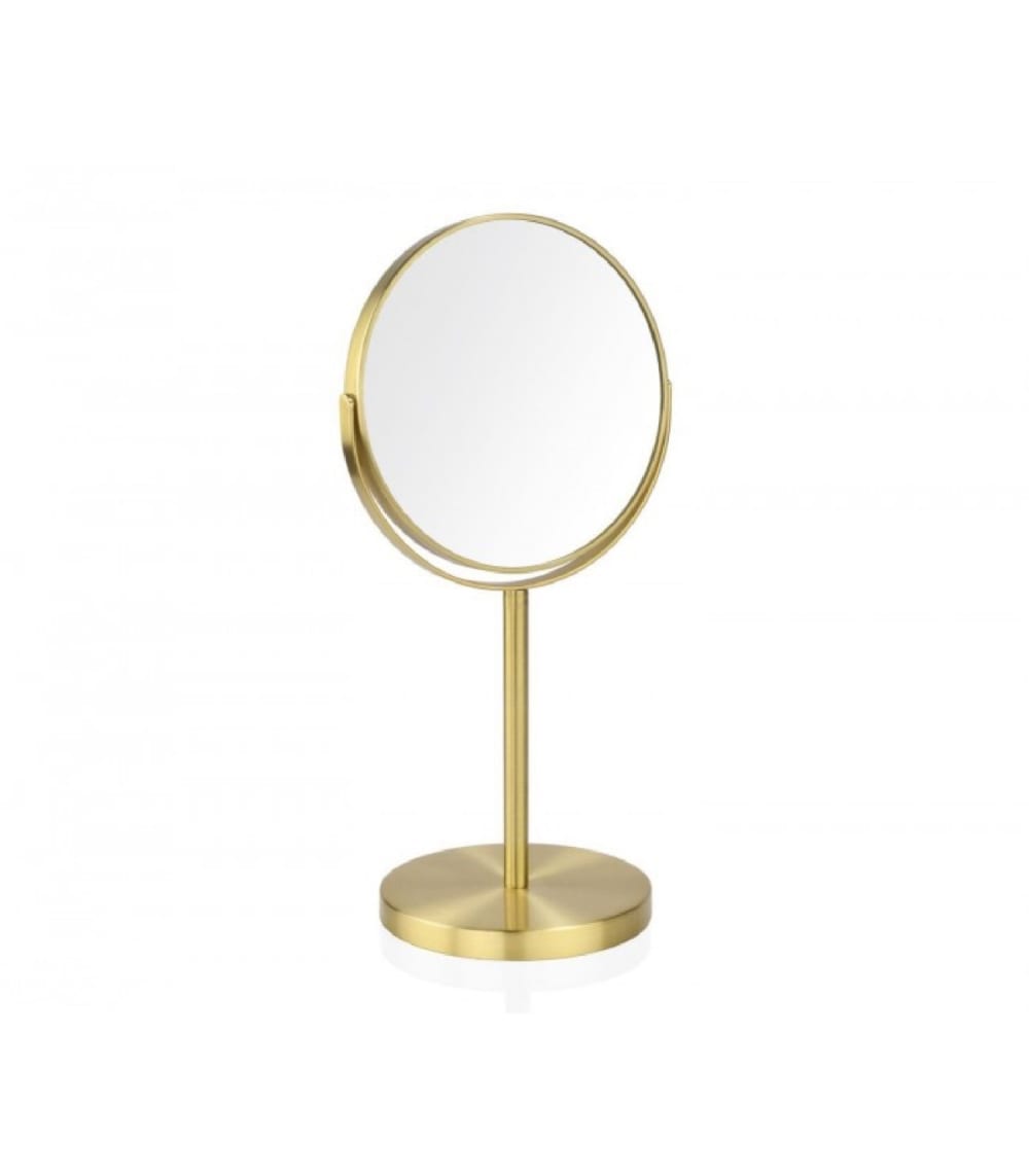 Wadiga Miroir grossissant (x5) double face en métal doré D25