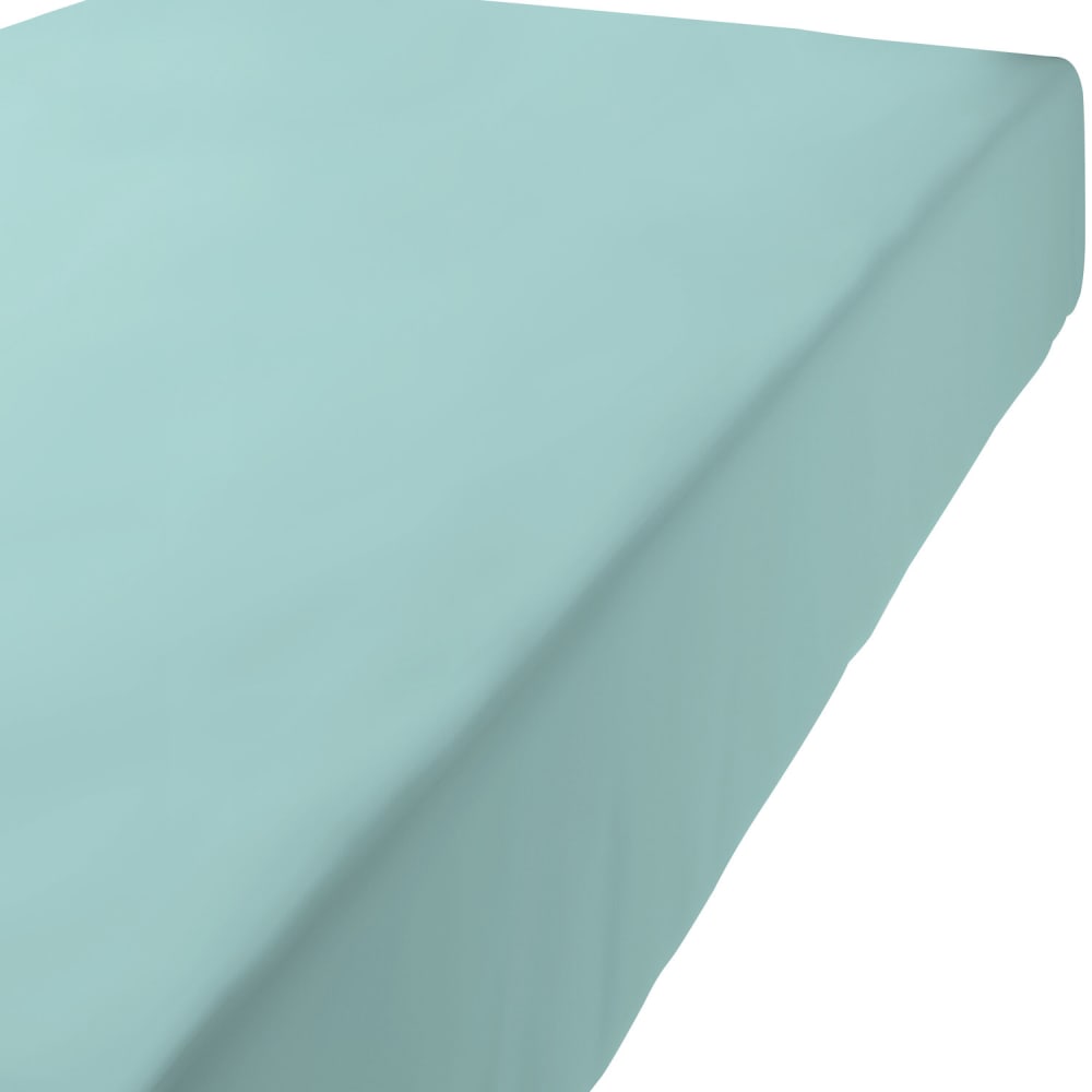 Drap housse coton turquoise 160x200 cm