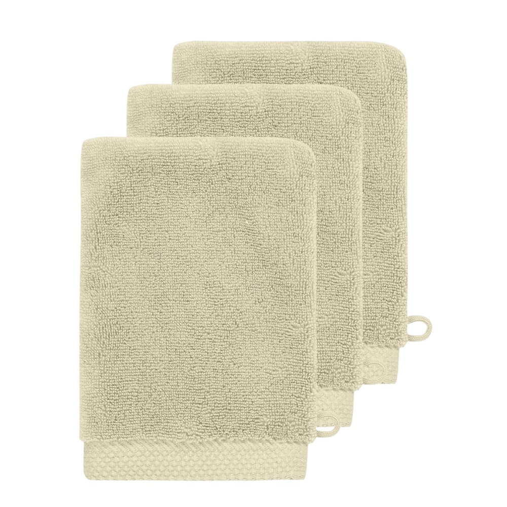 3 gants de toilette 560 g/m² ficelle 16x22 cm