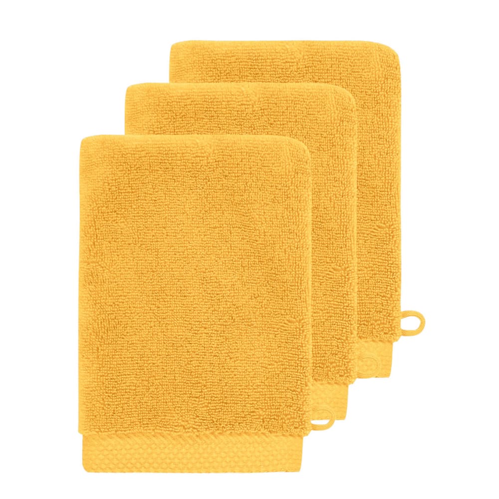 3 gants de toilette 560 g/m² Safran 16x22 cm