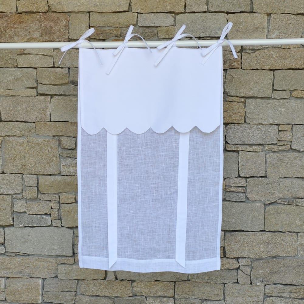Estor de lino blanco con festones 53 X 160 cm
