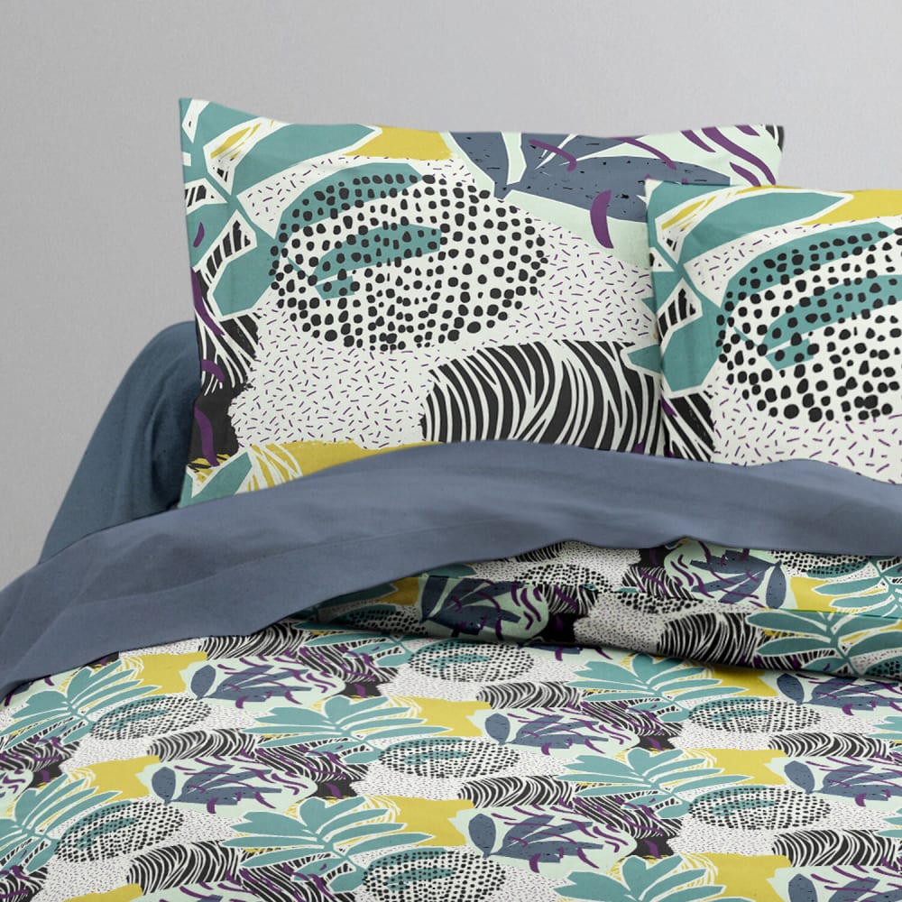 Parure housse de couette coton imprimée + 2 taies 240x220 cm - Maisons du Monde