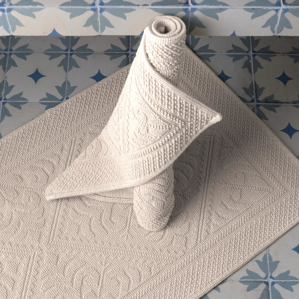 Tapis de bain en coton neige 70 x 140 cm — vue 3