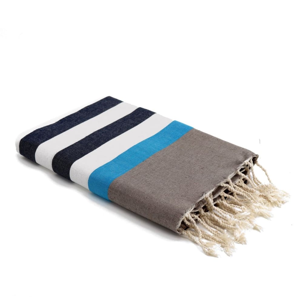 Fouta coton 100x200 bleu jean & bleu azur