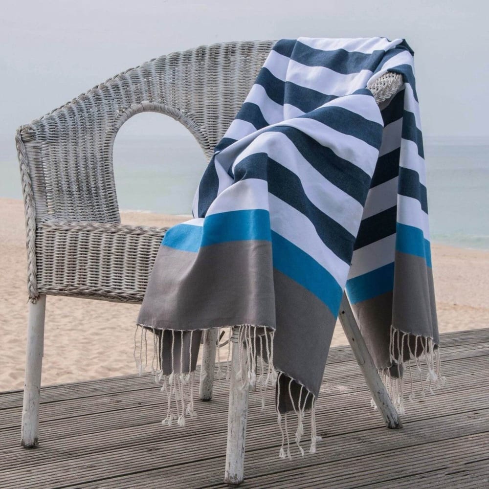 Fouta algodón 100x200 azul vaquero / azul celeste - Maisons du Monde