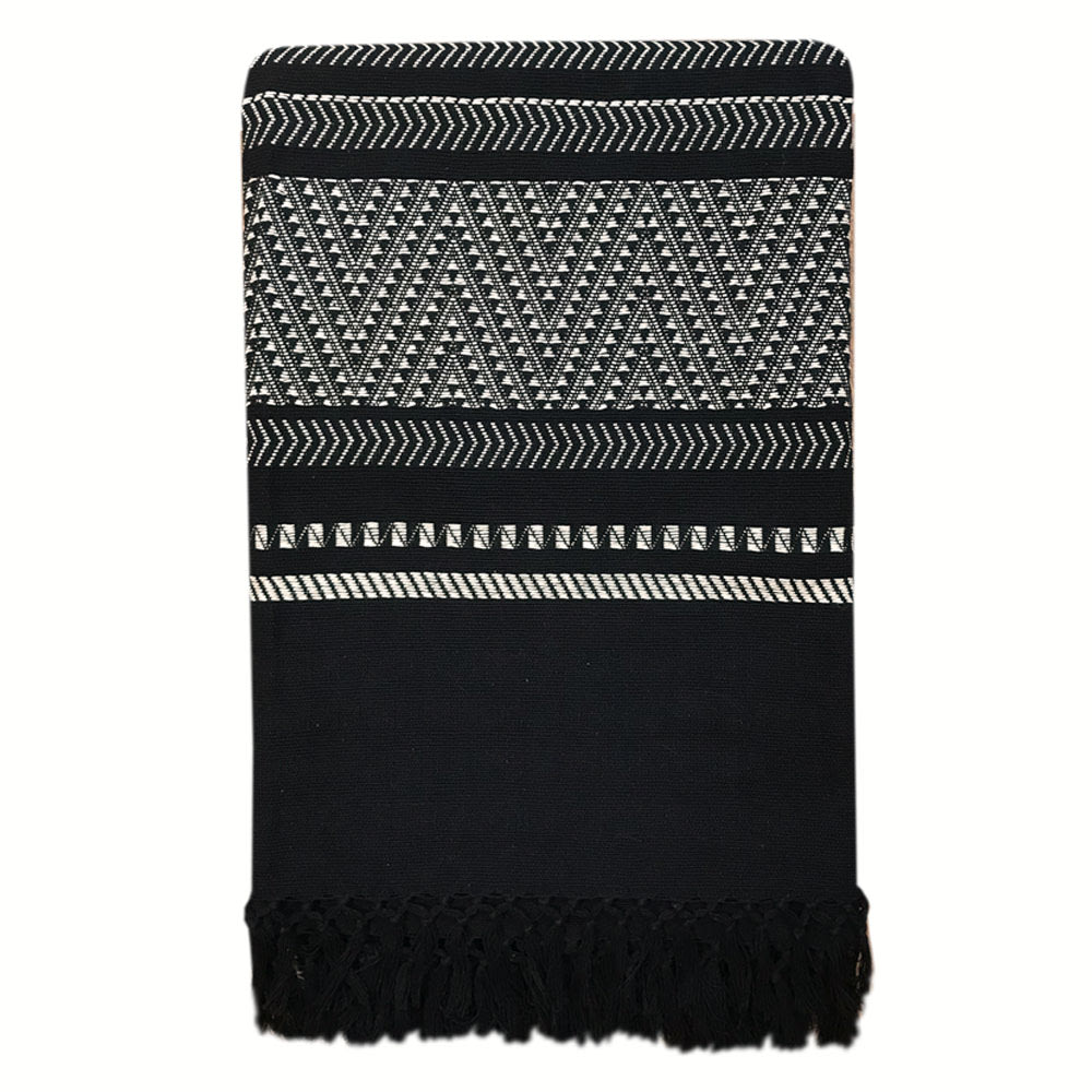 Plaid noir en coton à rayures natives 240x270 — vue 3