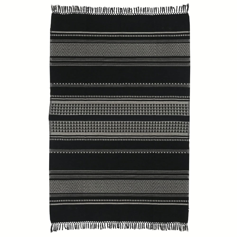 Plaid noir en coton à rayures natives 240x270 — vue 4