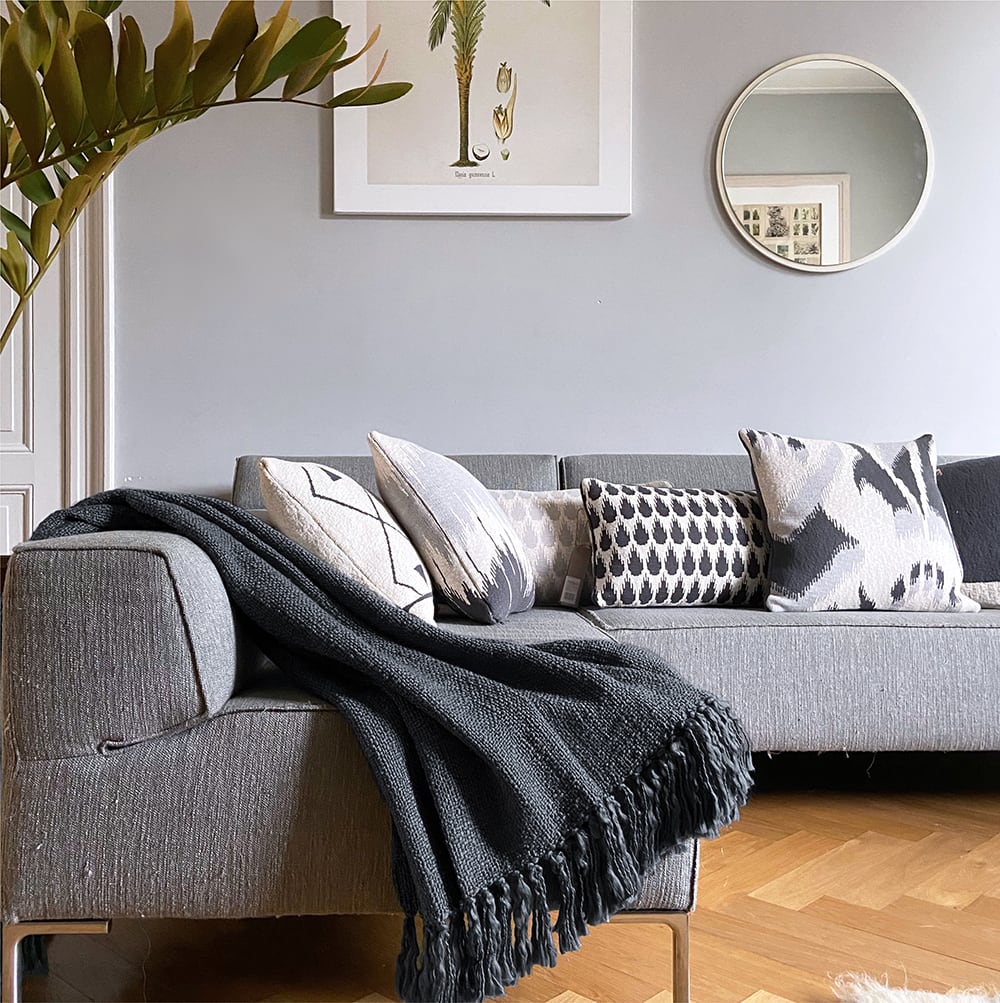 Plaid uni gris anthracite 125x150