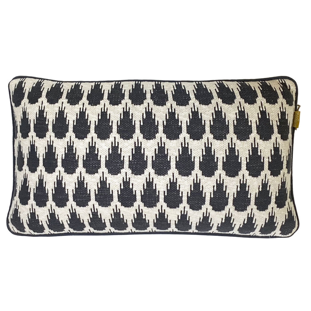 Coussin botanique tricoté anthracite 35x60