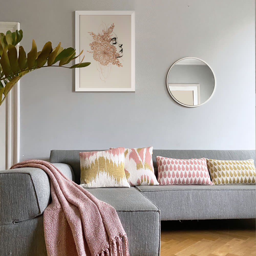 Cojín botánico de punto rosa algodón 35x60 - Maisons du Monde
