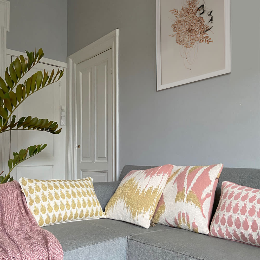 Cojín botánico tejido dorado algodón 35x60 - Maisons du Monde