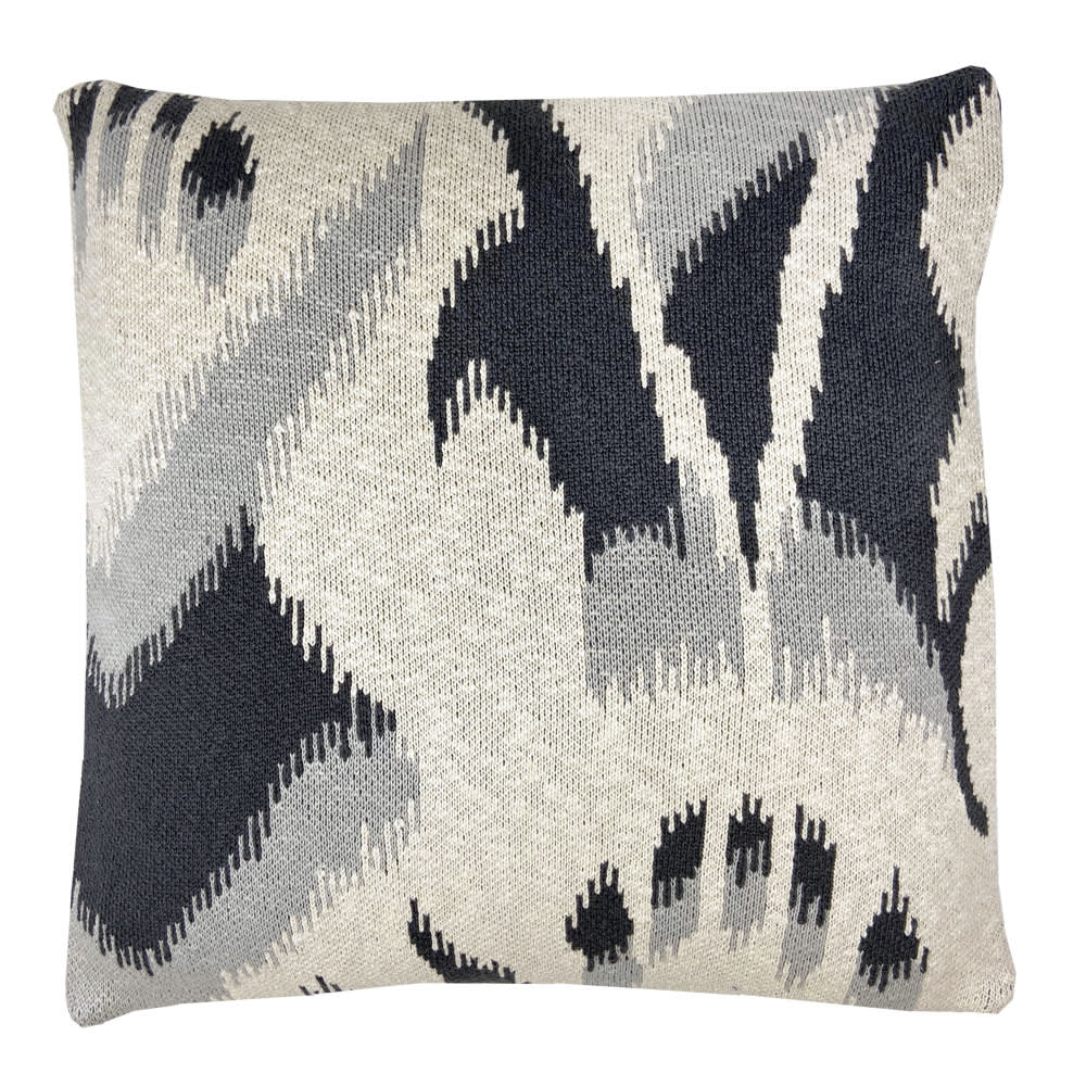Malagoon Coussin ikat tricoté anthracite 50x50 Gris Coton