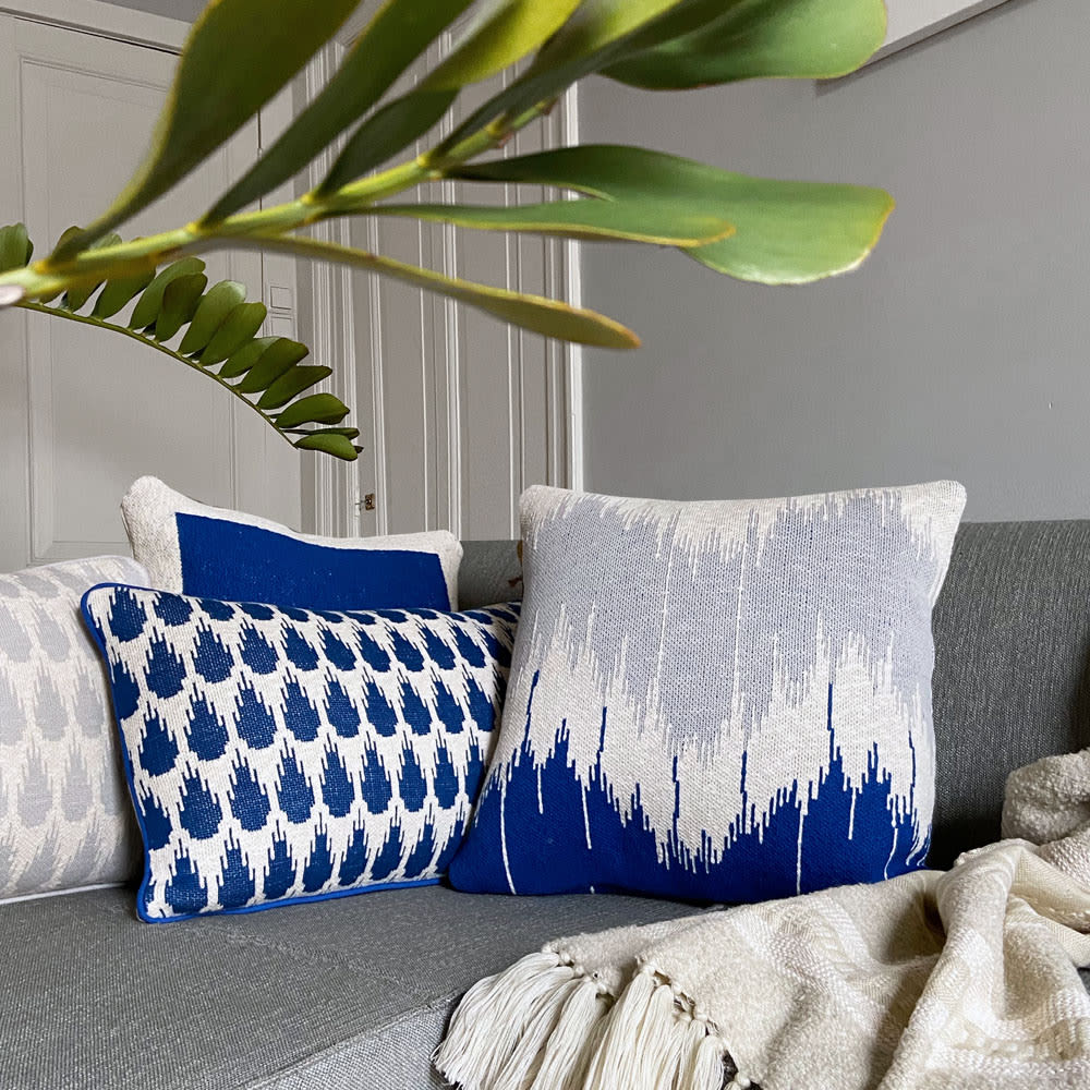 Cojín de punto azul ola algodón 50x50 - Maisons du Monde