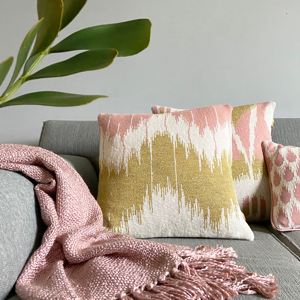 Cojín de punto rosa con ondas algodón 50x50 - Maisons du Monde
