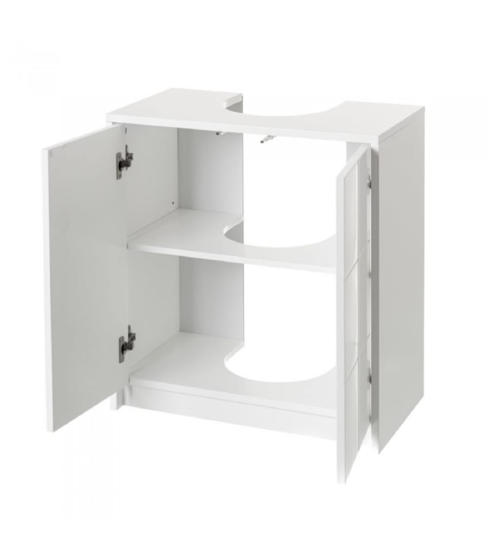 Meuble salle de bain sous lavabo/vasque en bois blanc 2 portes