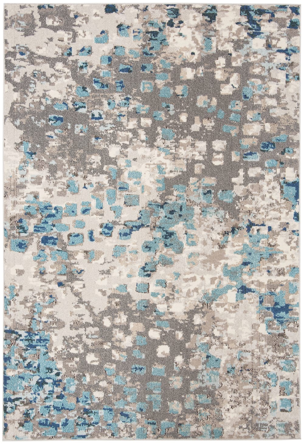 Tapis contemporain en polypropylène gris/bleu, 160 x 229 cm