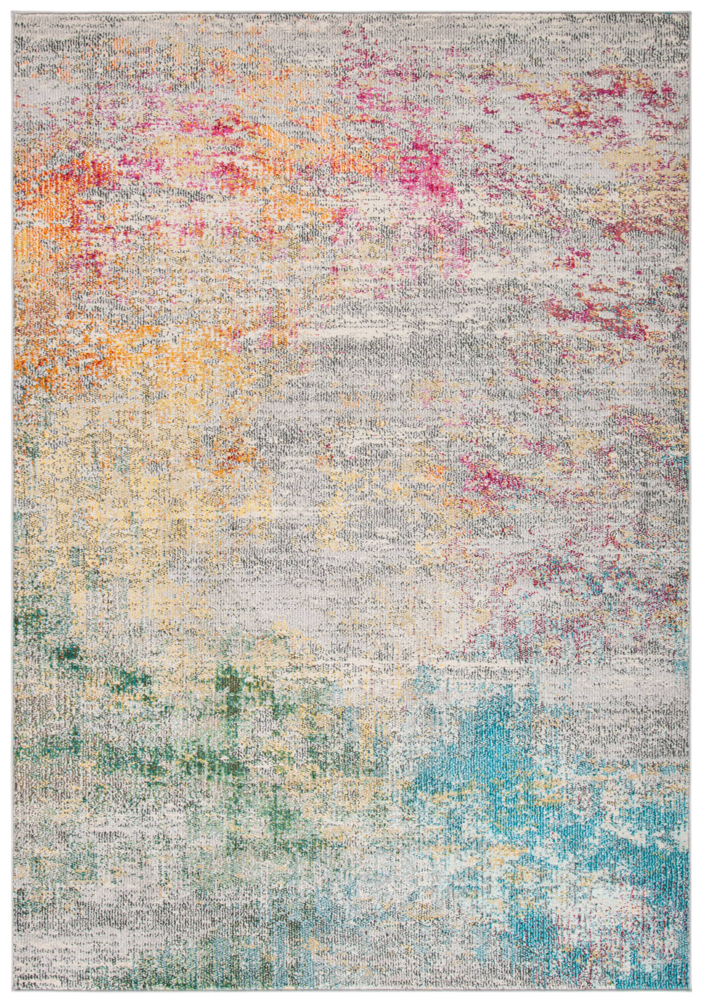 Tapis contemporain en polypropylène gris/or, 122 x 183 cm