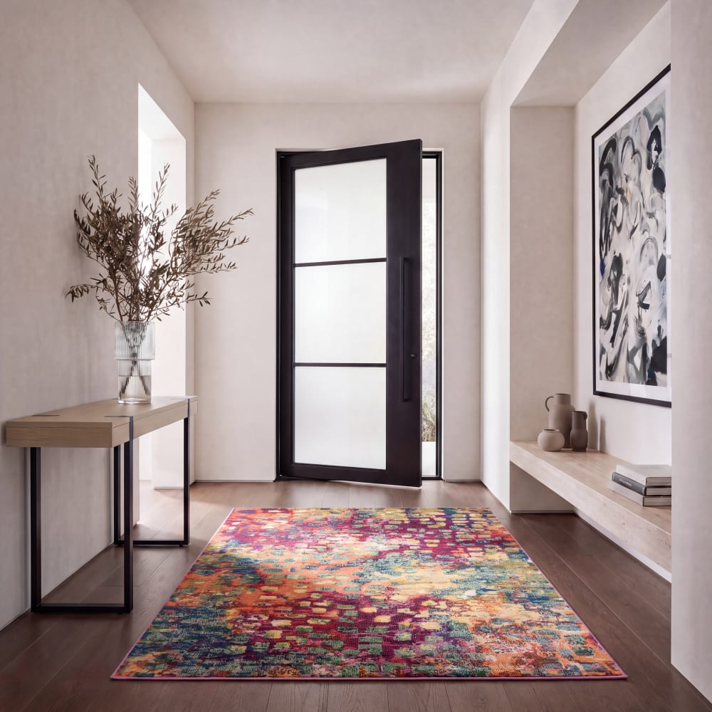 Alfombra contemporáneo de polipropileno rosa/oro, 183 x 274 cm - Maisons du Monde