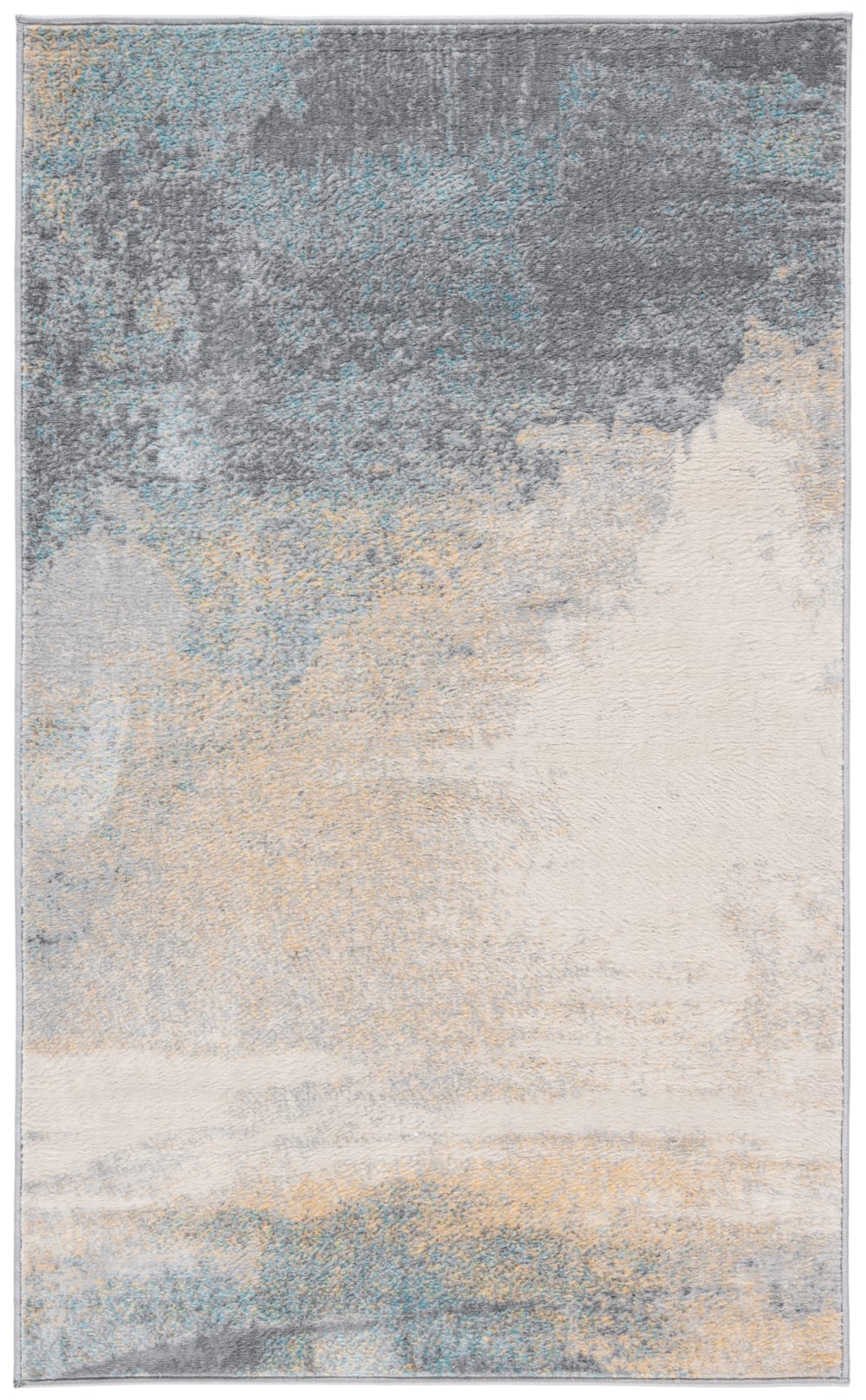 Tapis contemporain en polypropylène gris/or, 122 x 183 cm