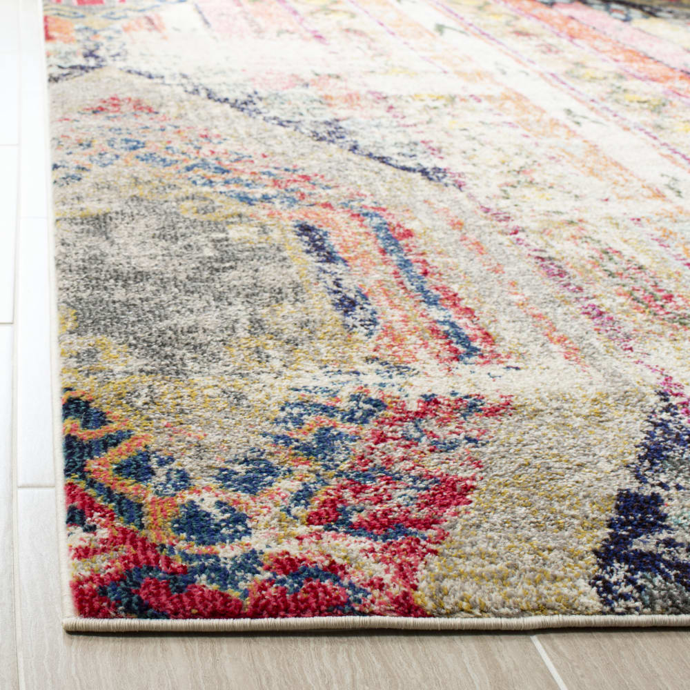 Tapis bohème chic en polypropylène gris/multicolore, 91 x 152 cm — vue 4