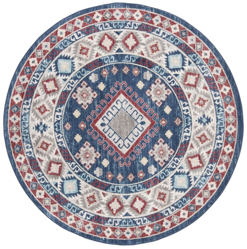 Alfombra tradicional de polipropileno azul/rojo, 201 cm - Maisons du Monde