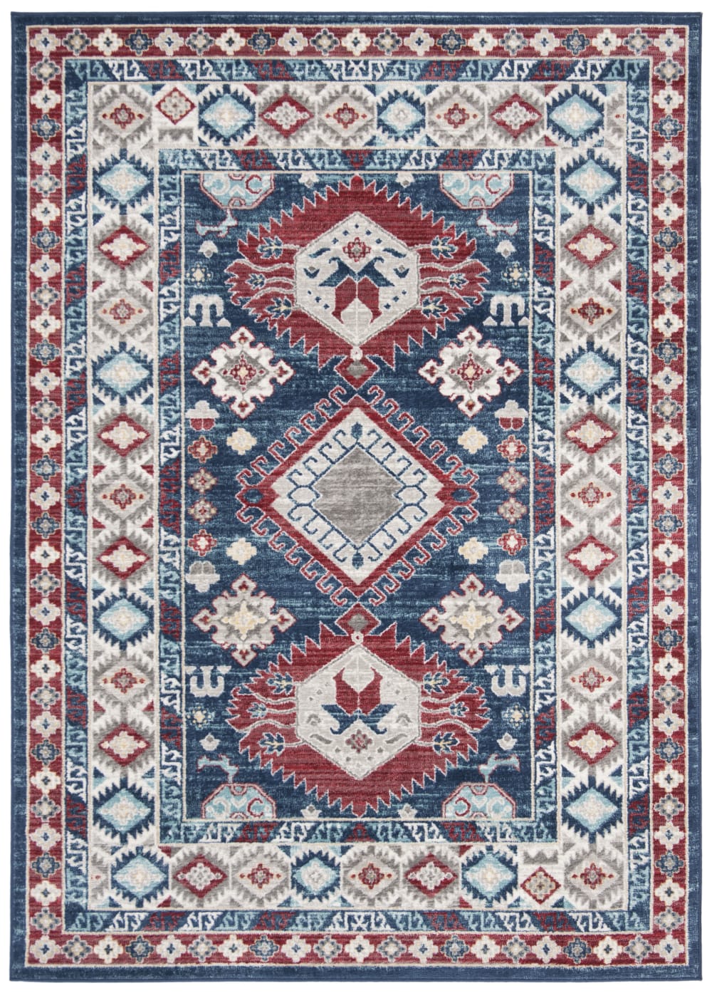 Traditionell Polypropylen-Teppich in Blau/Rot, 160 x 229 cm -