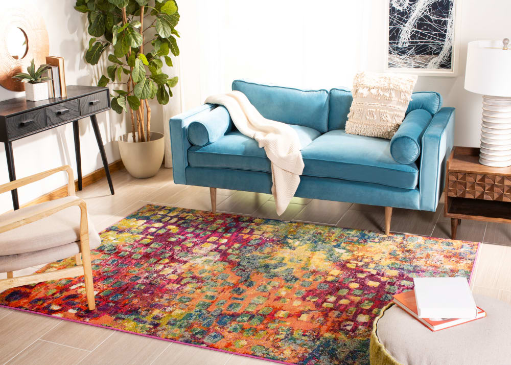 Tapis contemporain en polypropylène rose/or, 122 x 183 cm — vue 3