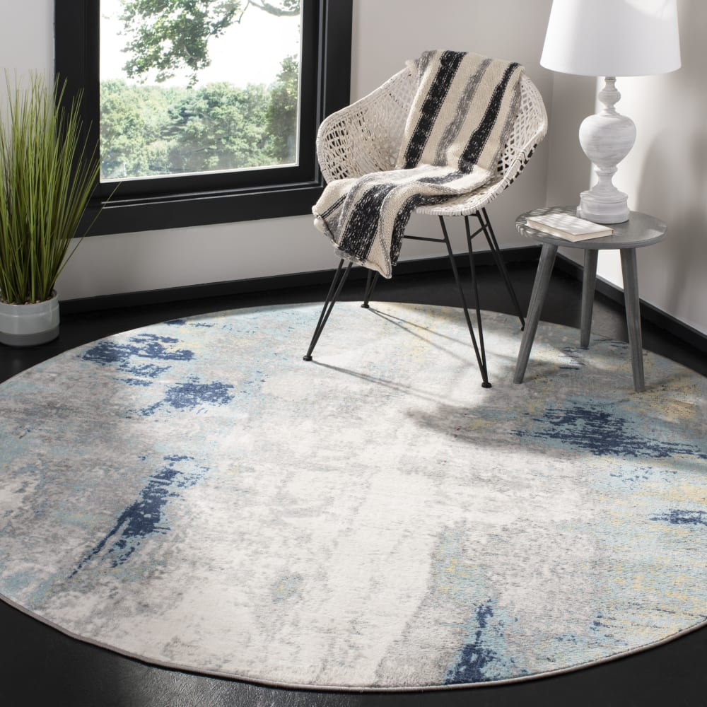Tapis contemporain en polypropylène gris/or, 201 cm — vue 3