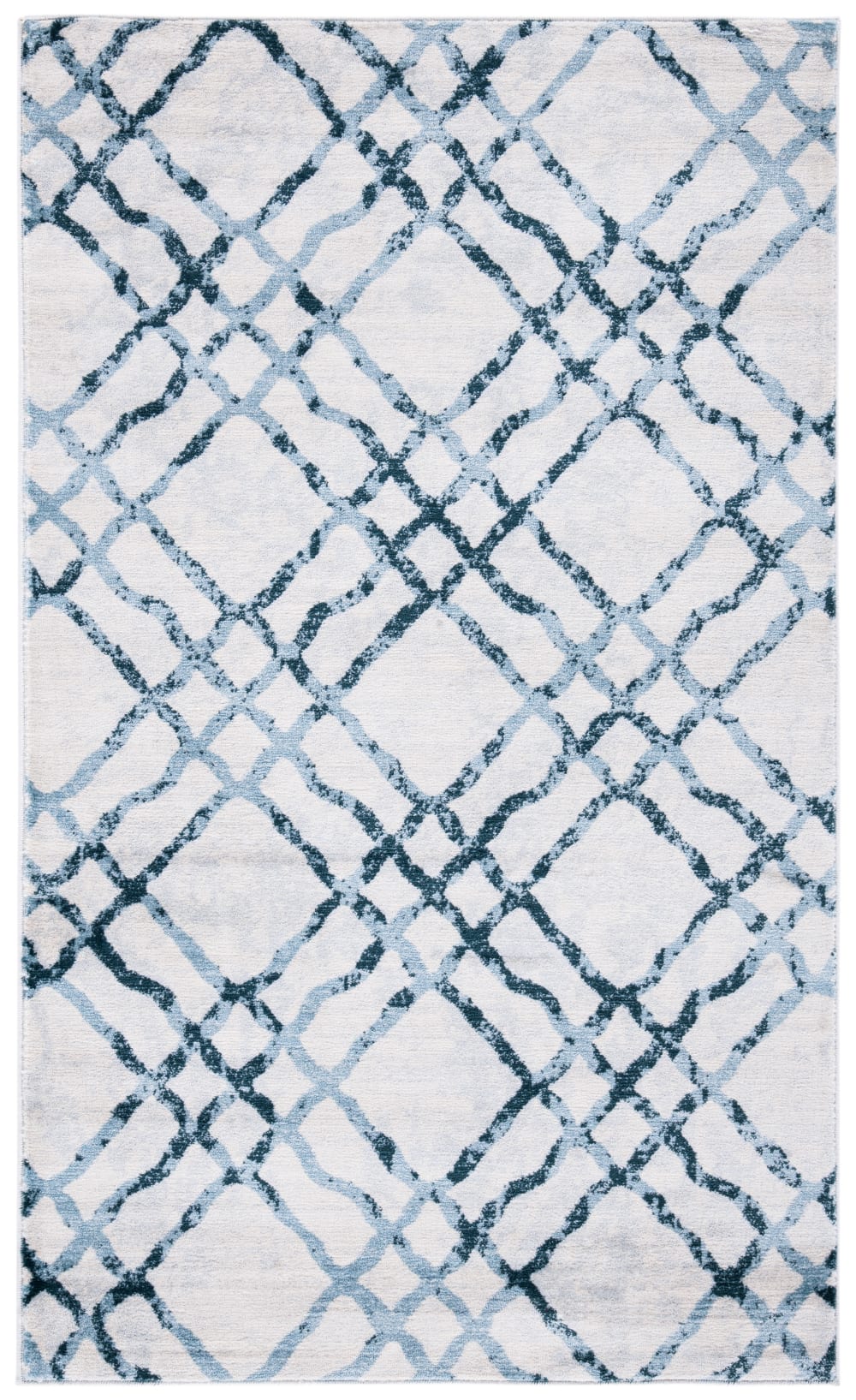 Alfombra transicional de polipropileno blanco/azul, 122 x 183 cm