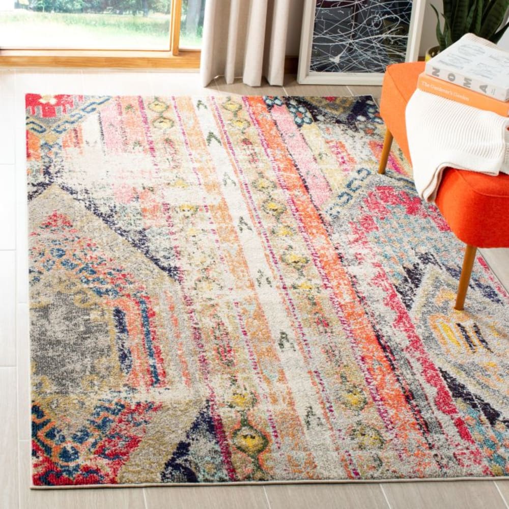 Tapis bohème chic en polypropylène gris/multicolore, 201 x 279 cm — vue 4