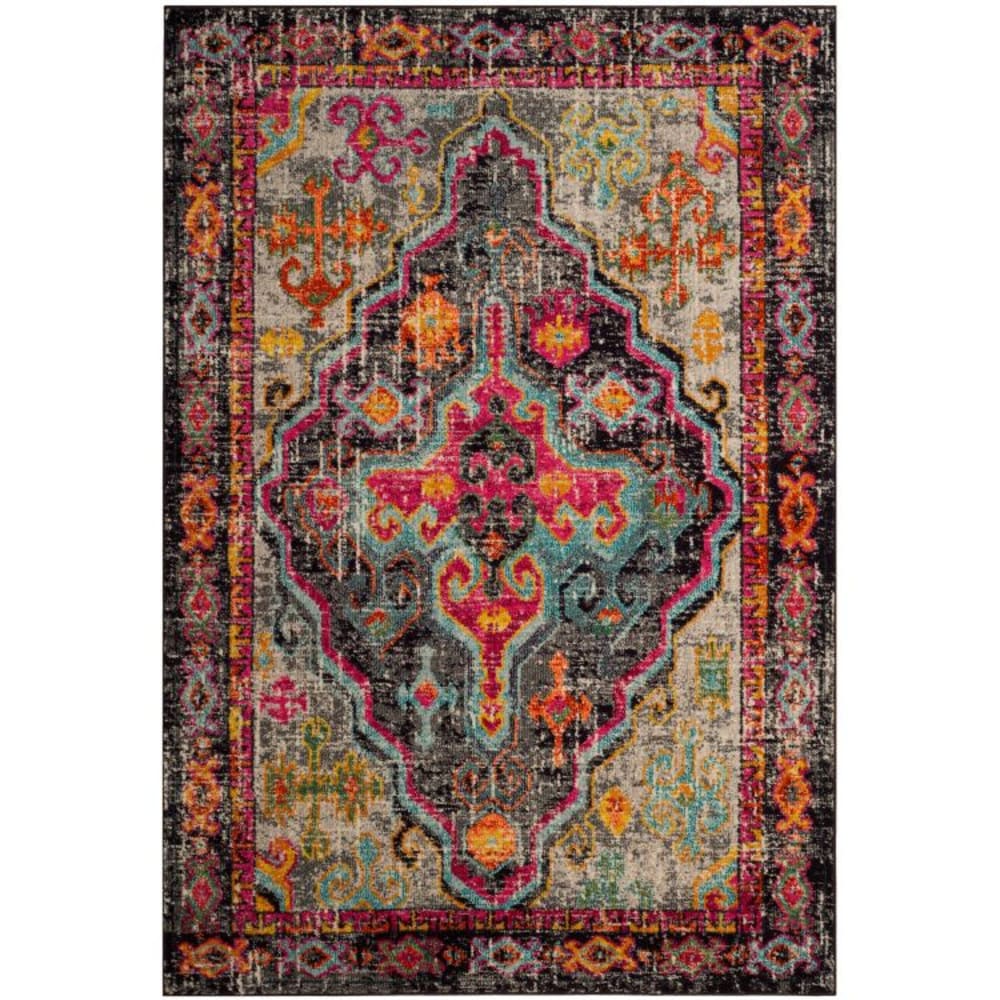 Safavieh Tapis bohème chic en polypropylène gris/rose, 155 x 231 cm style classique chic - Pp - Polypropylène