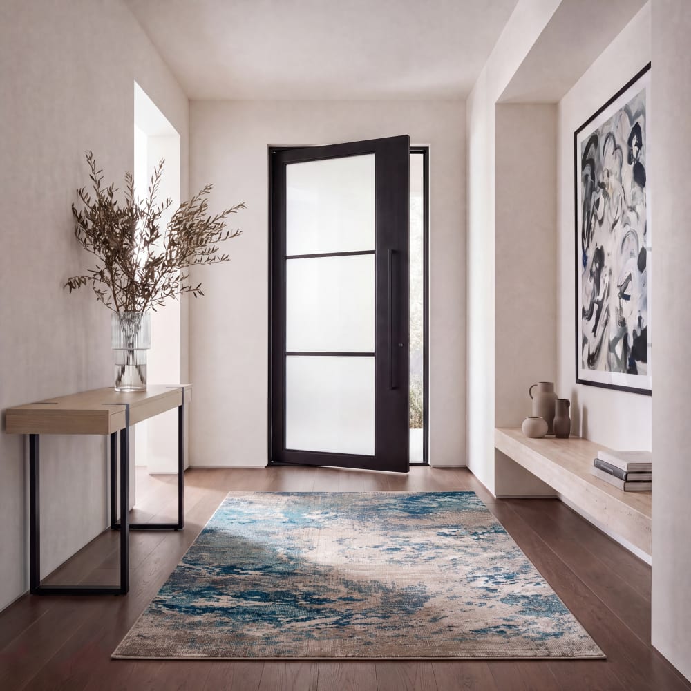 Tappeto contemporaneo in polipropilene blu/grigio, 122 x 183 cm -