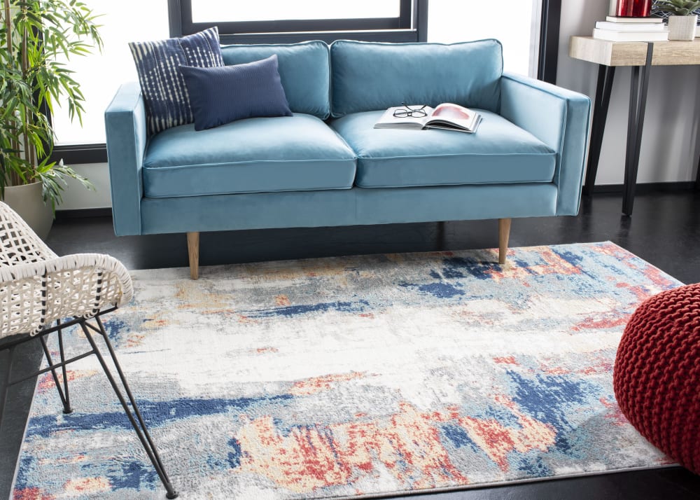 Alfombra contemporáneo de polipropileno gris/rojo, 160 x 229 cm - Maisons du Monde