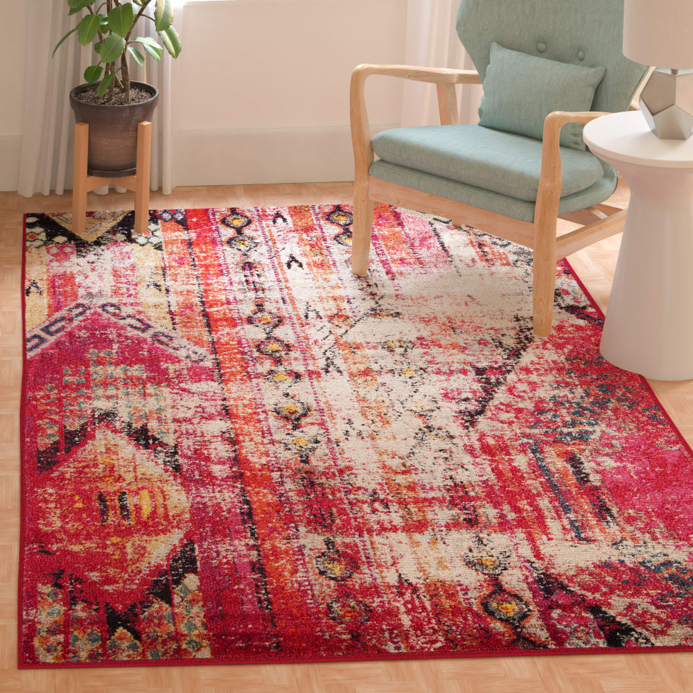Boho Chic Polypropylen-Teppich in Rosa/Mehrfarbig, 122 x 170 cm -
