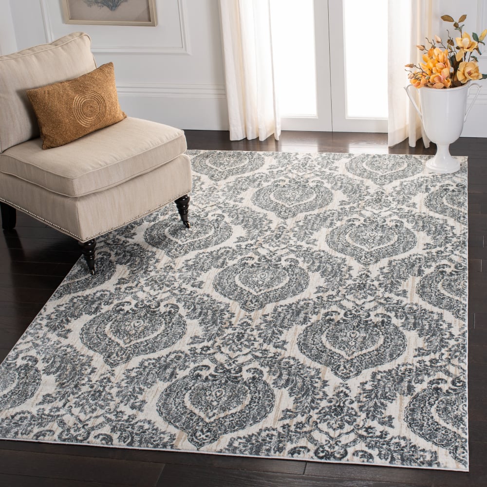 Alfombra transicional de polipropileno gris/blanco, 122 x 183 cm - Maisons du Monde