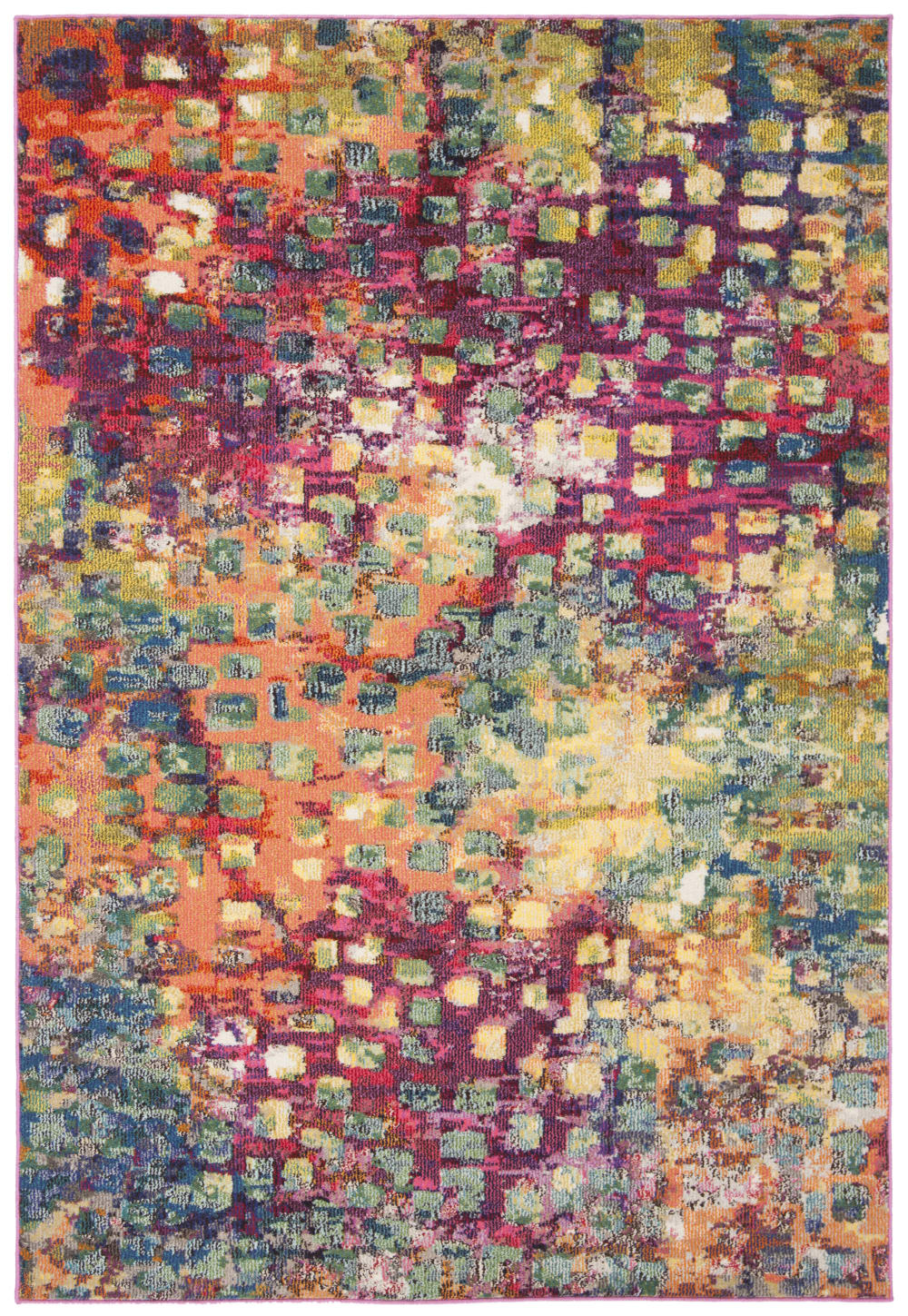 Tapis contemporain en polypropylène rose/or, 160 x 229 cm