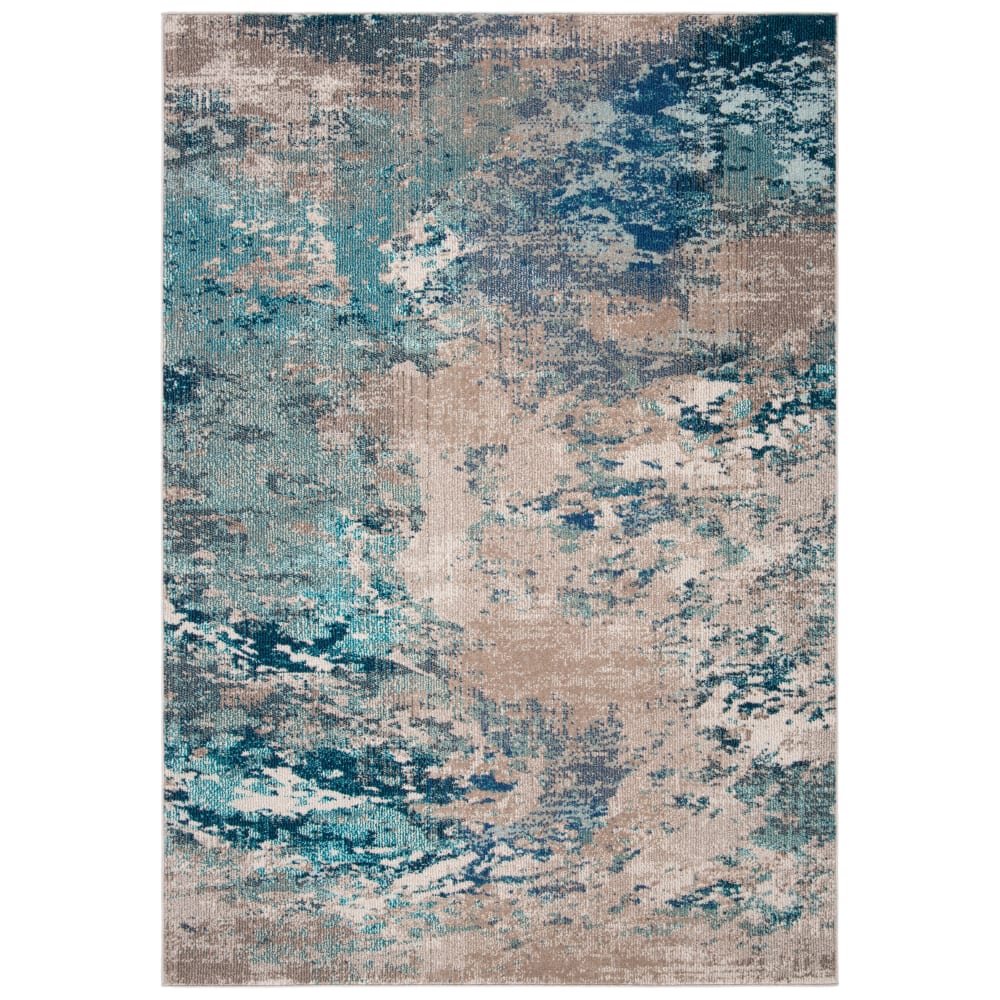 Alfombra contemporáneo de polipropileno azul/gris, 183 x 274 cm