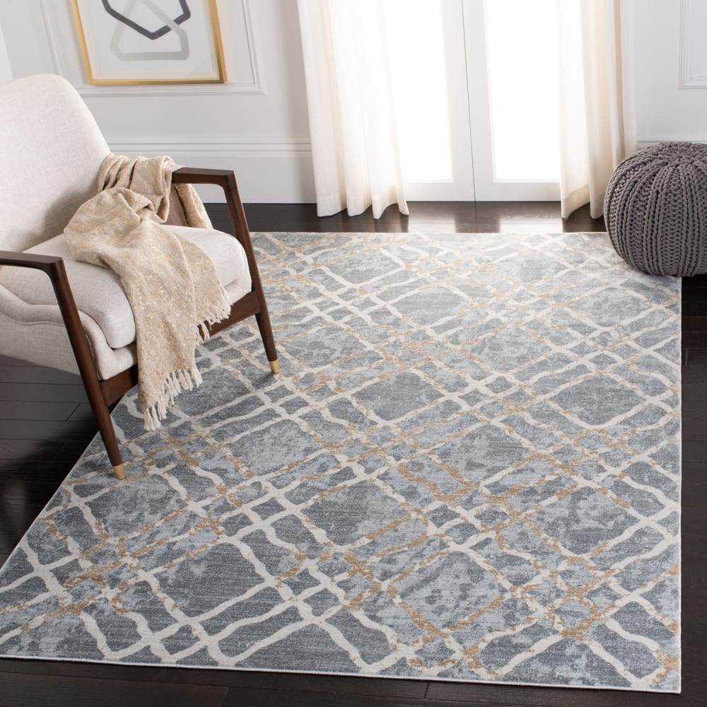 Tapis de transition en polypropylène argent/blanc, 122 x 183 cm — vue 3
