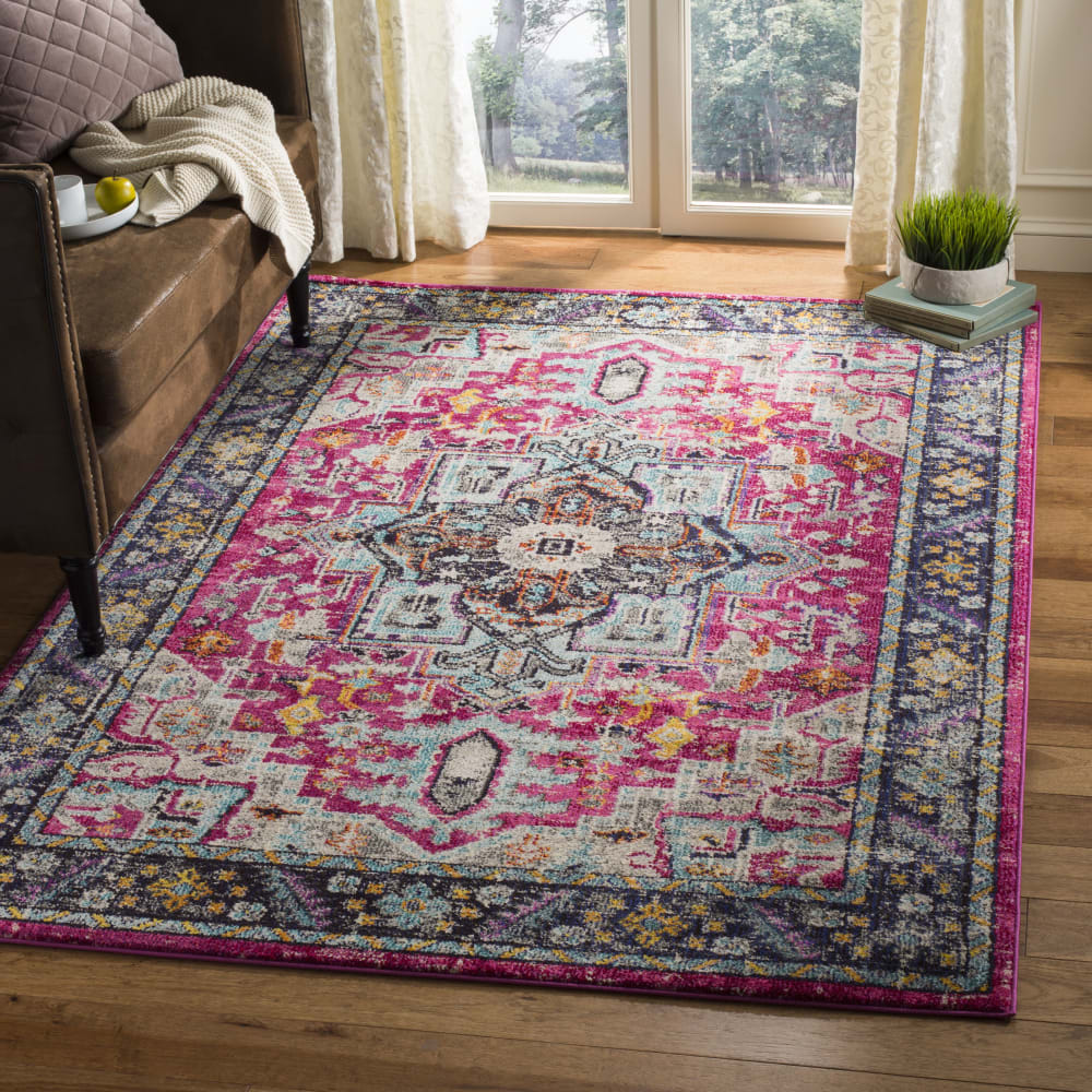 Tapis bohème chic en polypropylène rose/gris, 122 x 170 cm — vue 4