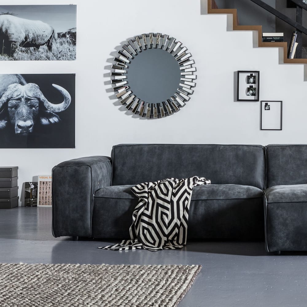 Kare Design Runder Spiegel mit verspiegeltem Rahmen, silber, D92cm style modern - Glas