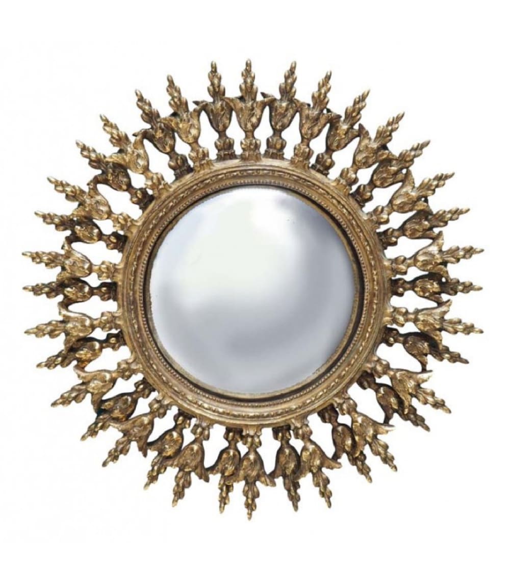 Miroir convexe doré mural rond résine D28,5