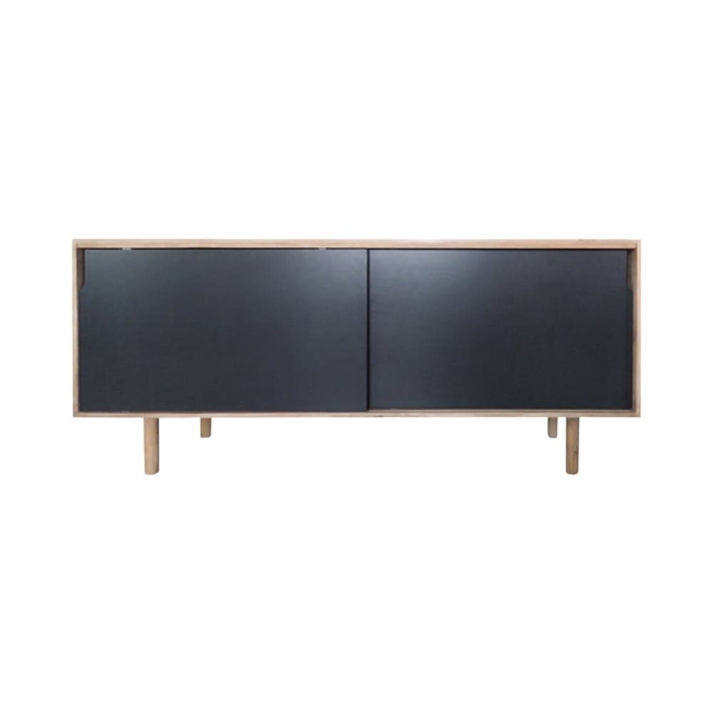 Buffet in legno di mango naturale e nero 2 ante - Modello Vintage - LEGNO