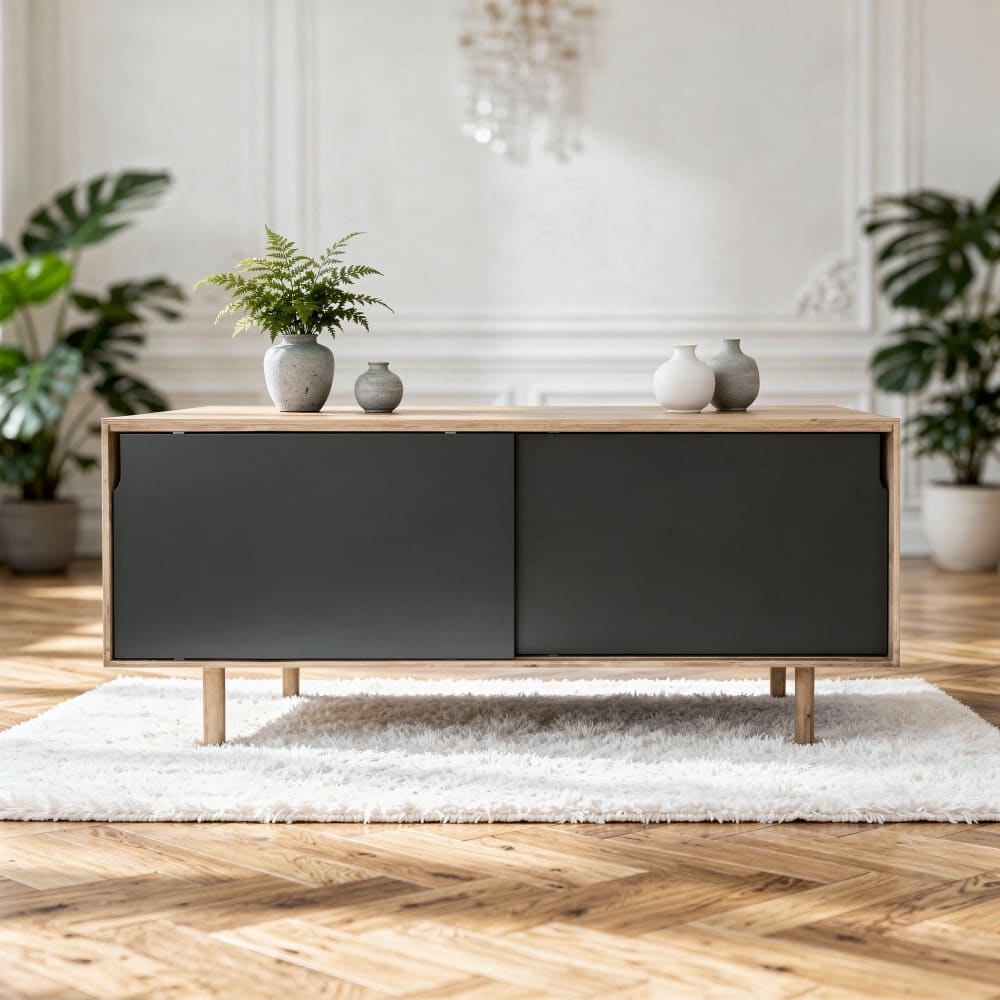 Aparador de madera de mango natural y negro 2 puertas - Maisons du Monde