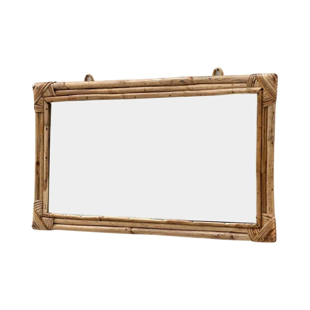 Decoclico Rechteckiger Wandspiegel aus Rattan naturfarben 67 x 36 cm style industrial Beige Rattan