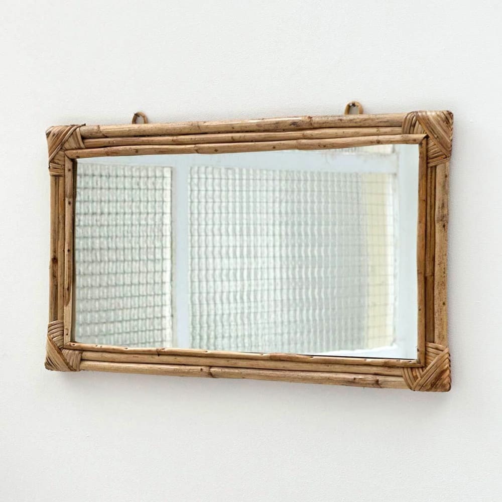 Miroir rectangulaire en rotin  bois clair 36x67 - Maisons du Monde