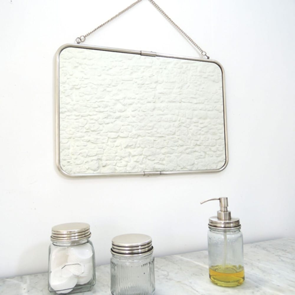 Miroir de barbier avec chaîne argent 40x57