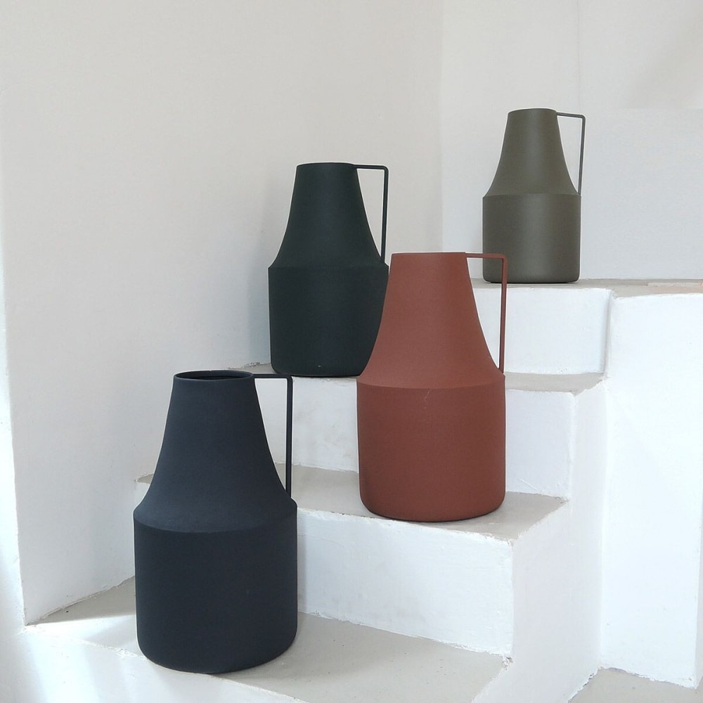 Vase pot à lait en métal vert forêt h38 cm — vue 4