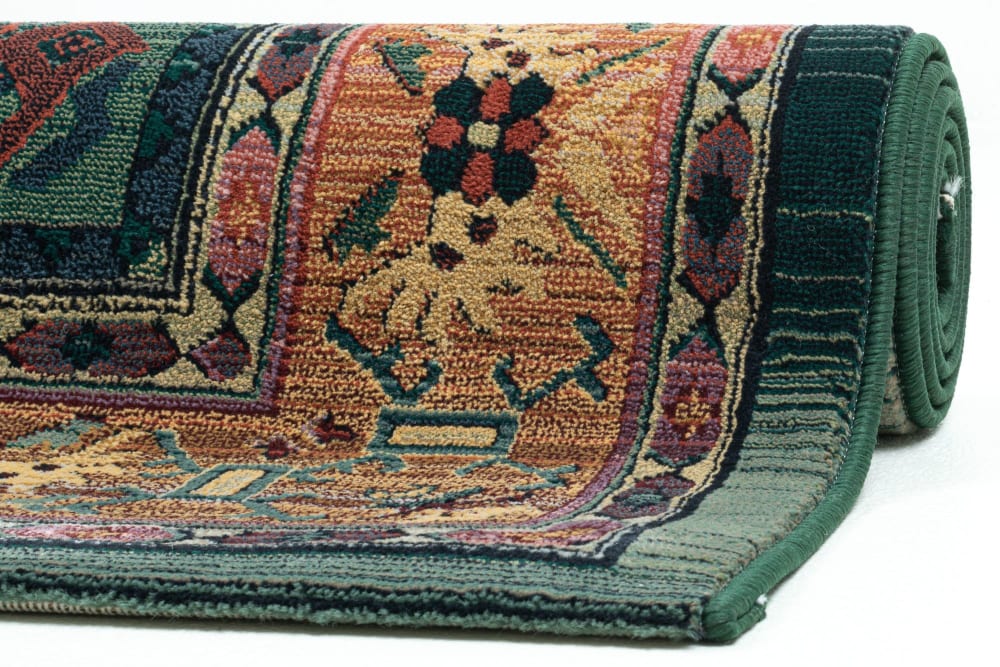 Tapis d'orient nomade tissé machine - Vert 90x160 cm