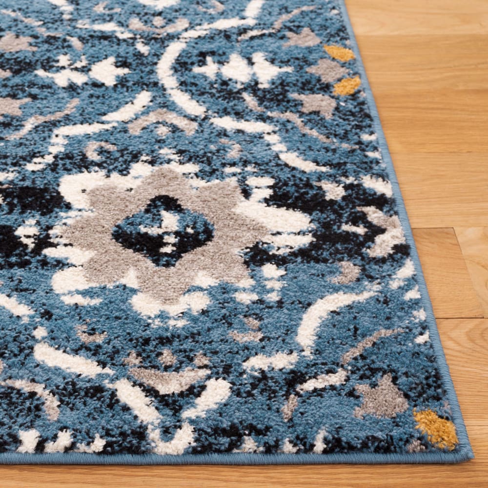 Tapis bohème du sud-ouest en polypropylène bleu/beige, 122 x 183 cm — vue 4