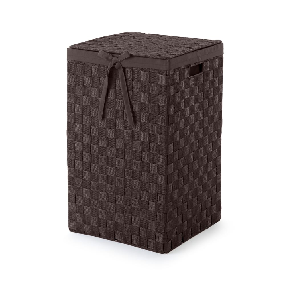 Compactor Panier à linge en sangles tressées marron H50cm - Pvc - Poly Chlorure De Vinyle